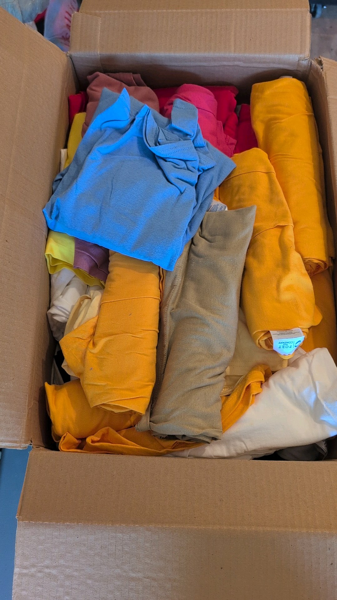 box of t-shirts