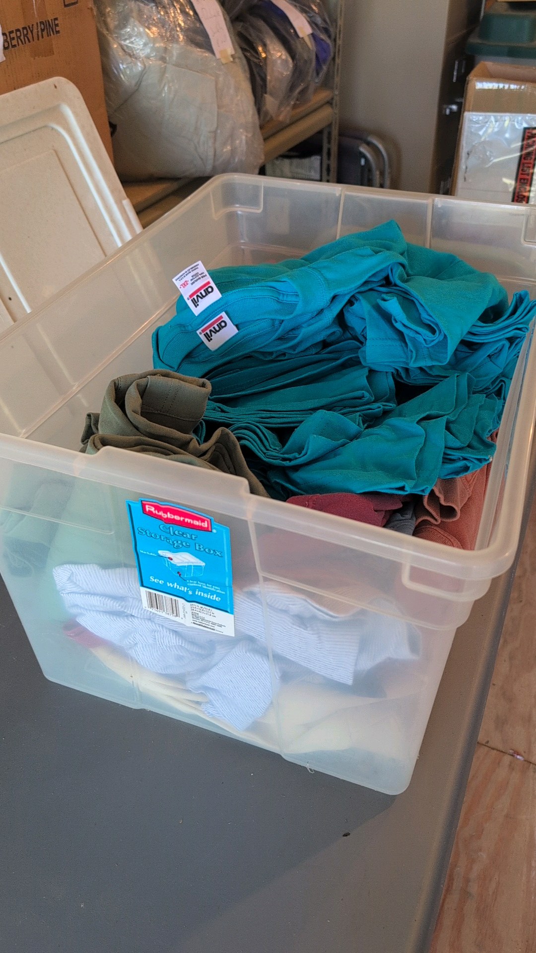 box of t-shirts