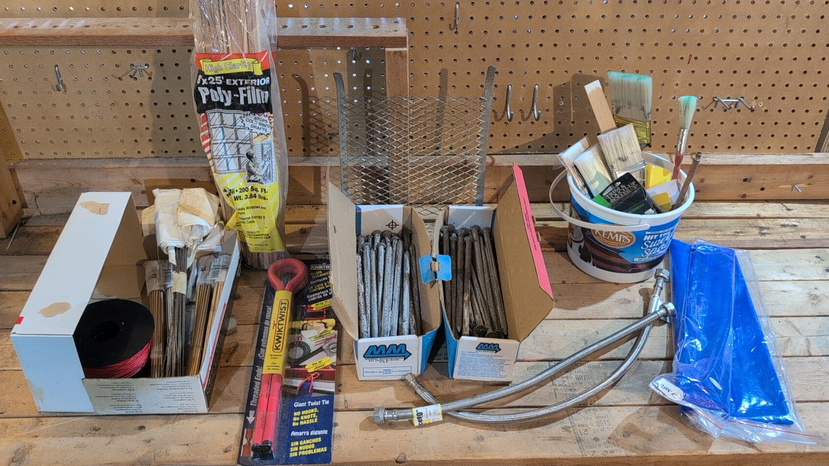 catch all anchor spikes, paint brushes, plumbing connector, yard flakes and more