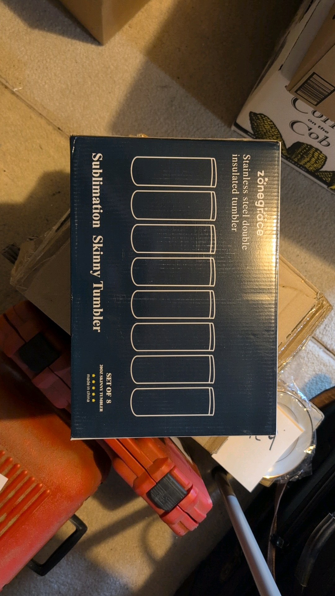 two boxes of zone Grace stainless steel insulated tumblers sublimation skinny tumbler
