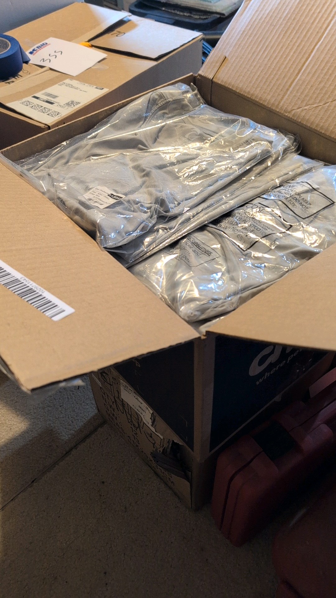 box of new shirts