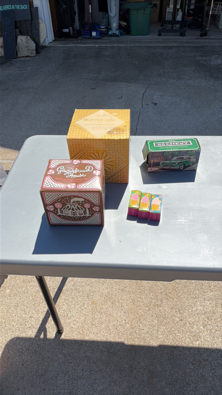 Avon collection, 55 Chevy, butter dish and more