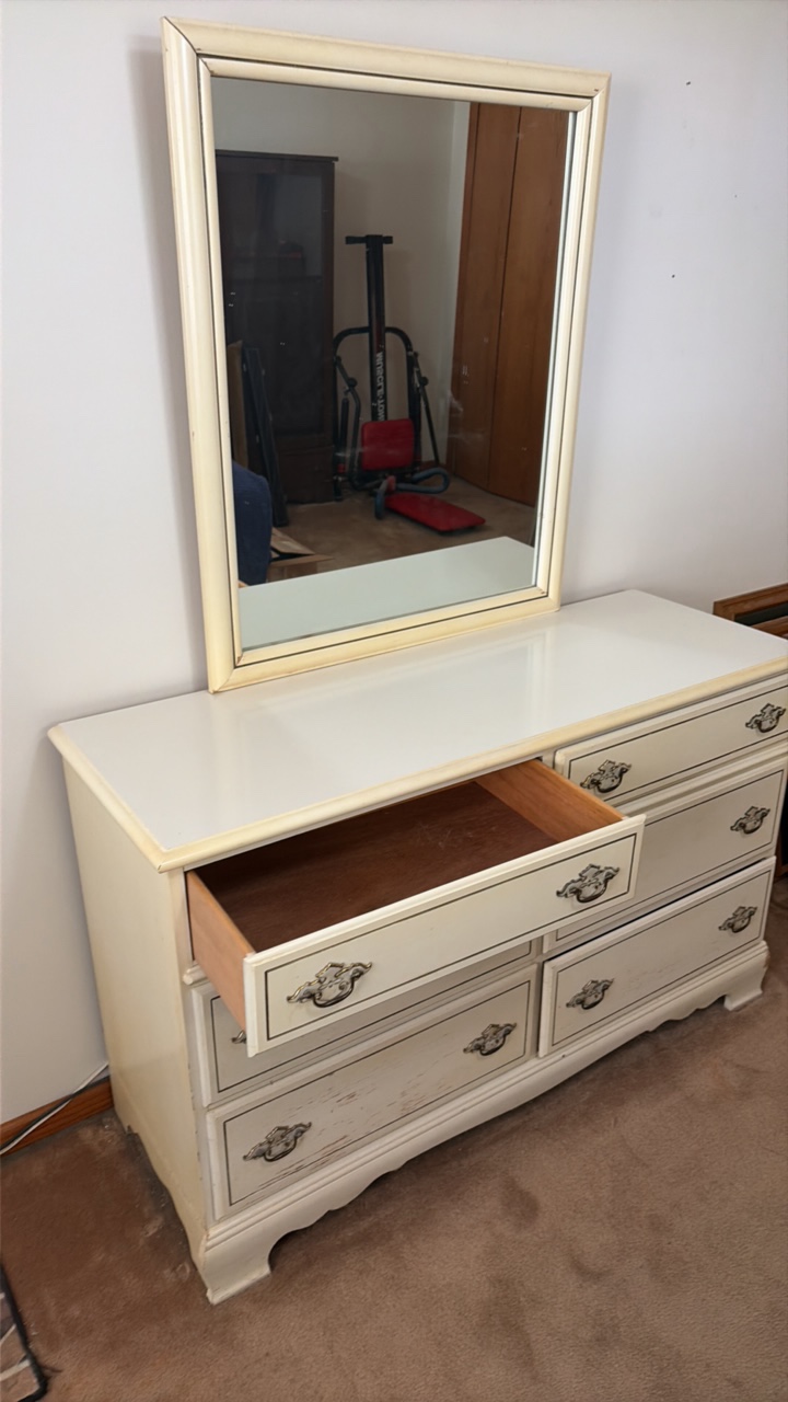 wooden dresser with mirror