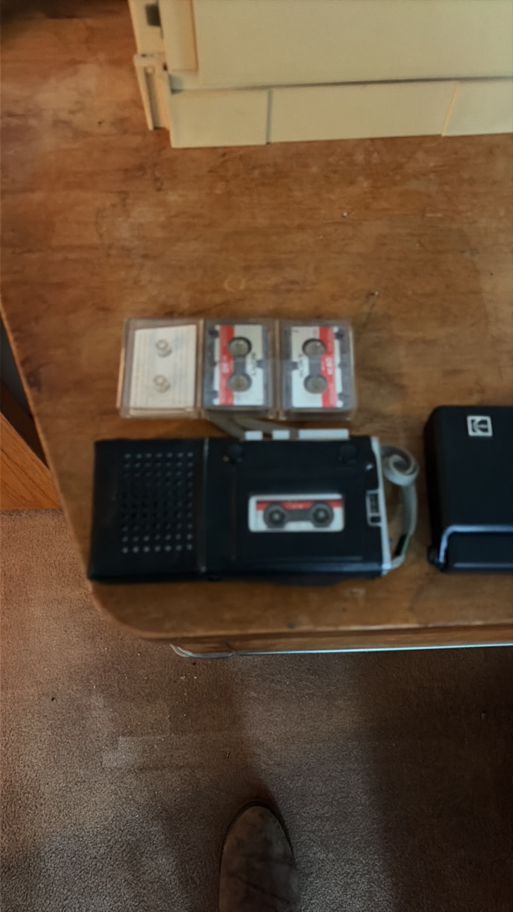 vintage tape recorder lot including two devices and a pack of sony tapes