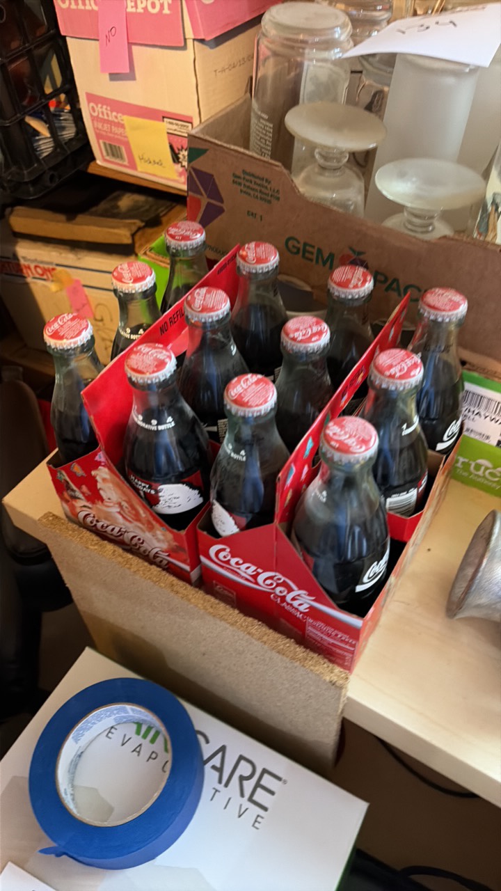 vintage coca-cola bottles, 12 bottles in total