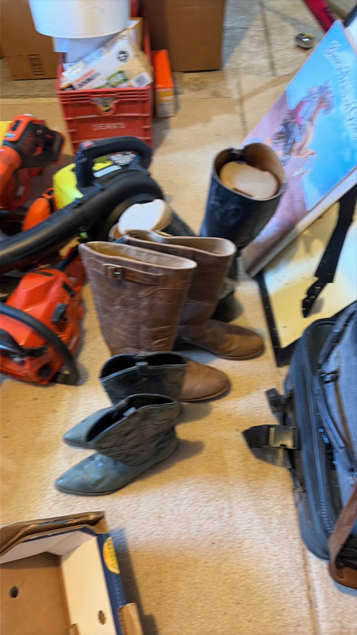 three pairs of used womens boots