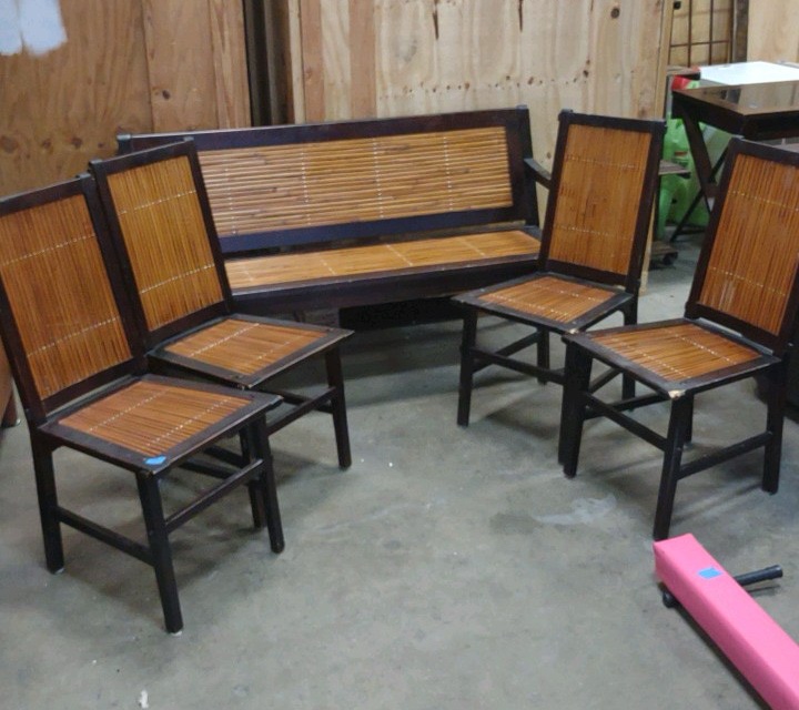bench and chairs