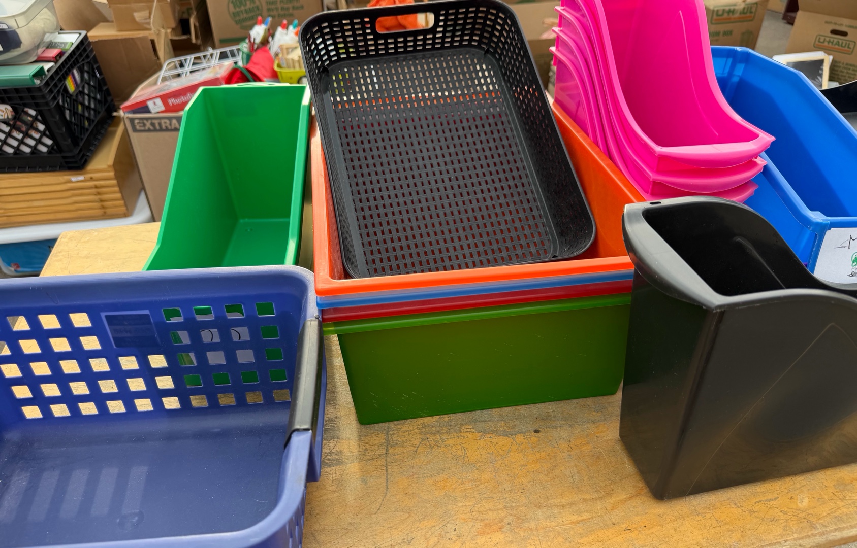 plastic holders baskets and miscellaneous