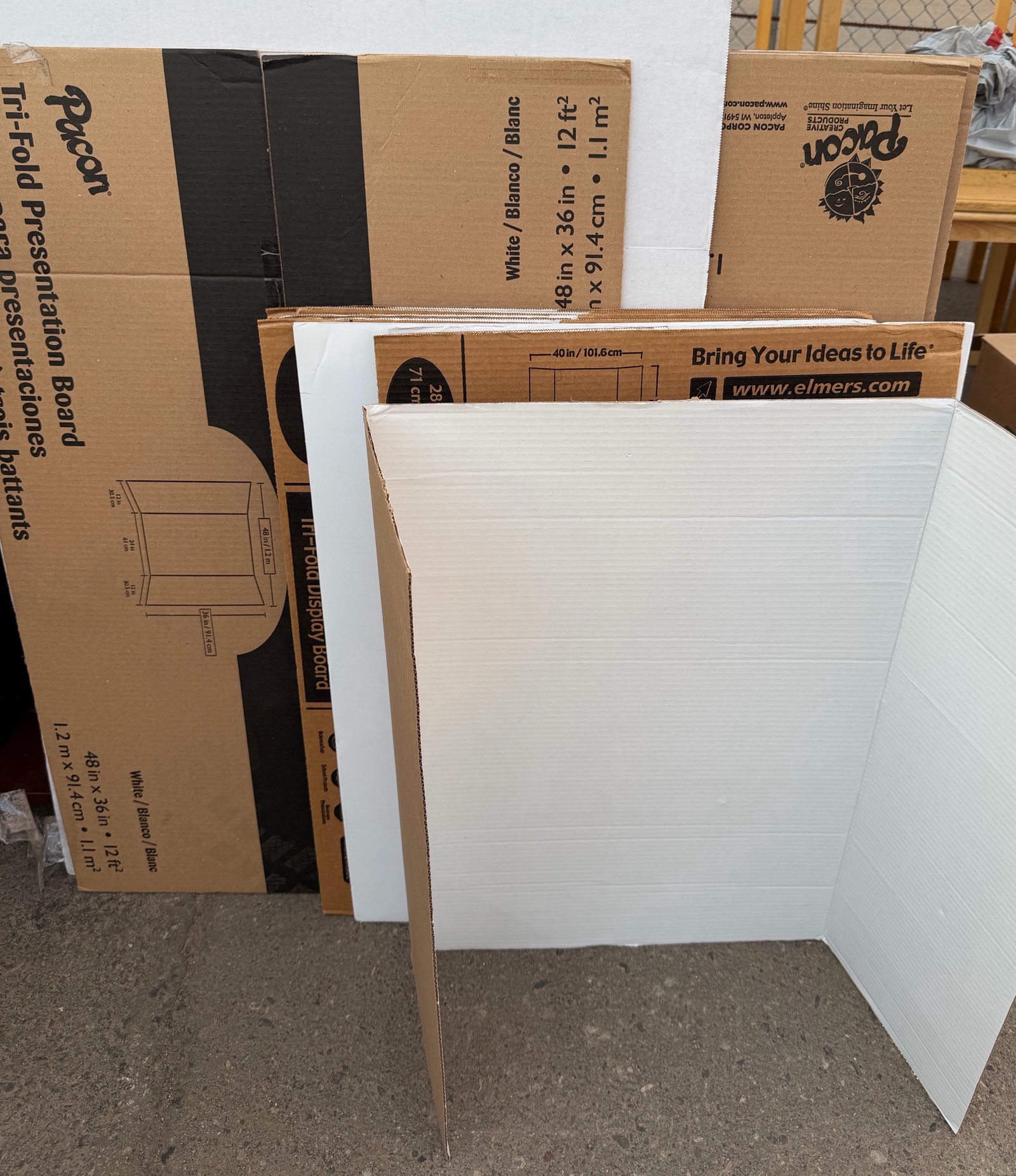 trifold boards, 12 various sizes