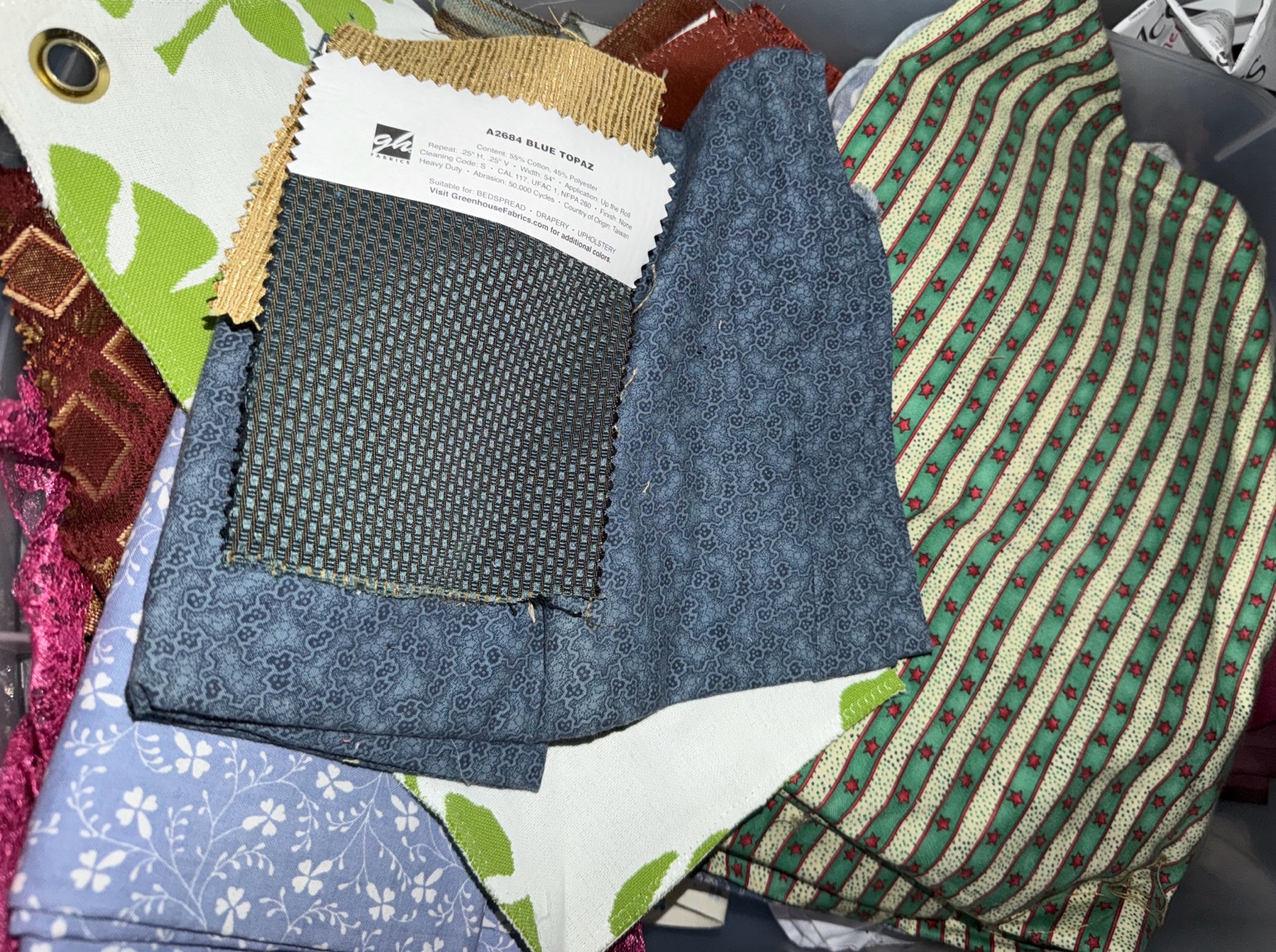 tote of fabric and swatches