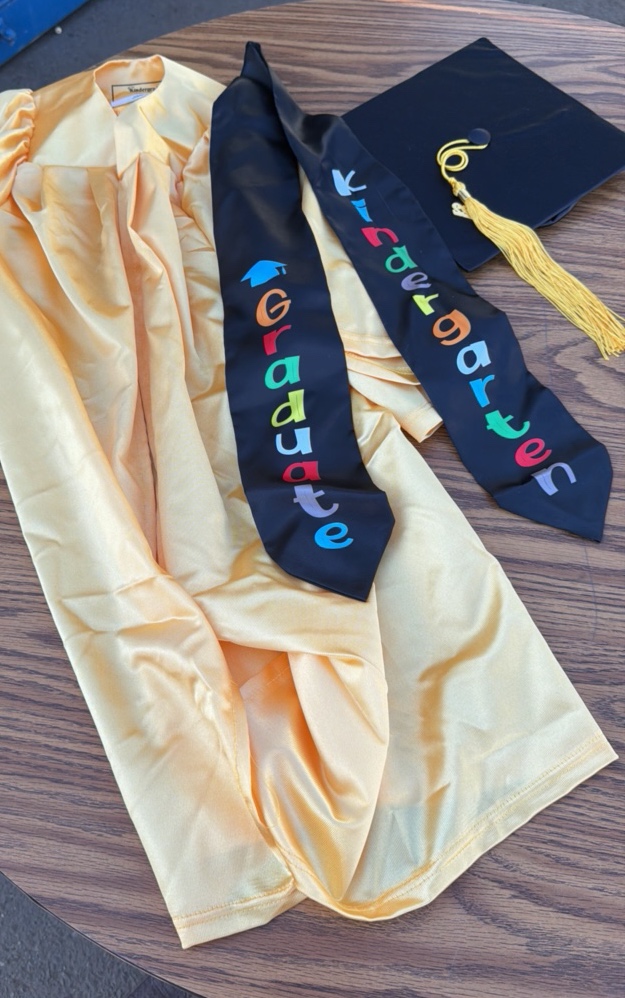 kindergarten graduation gowns, and sashes