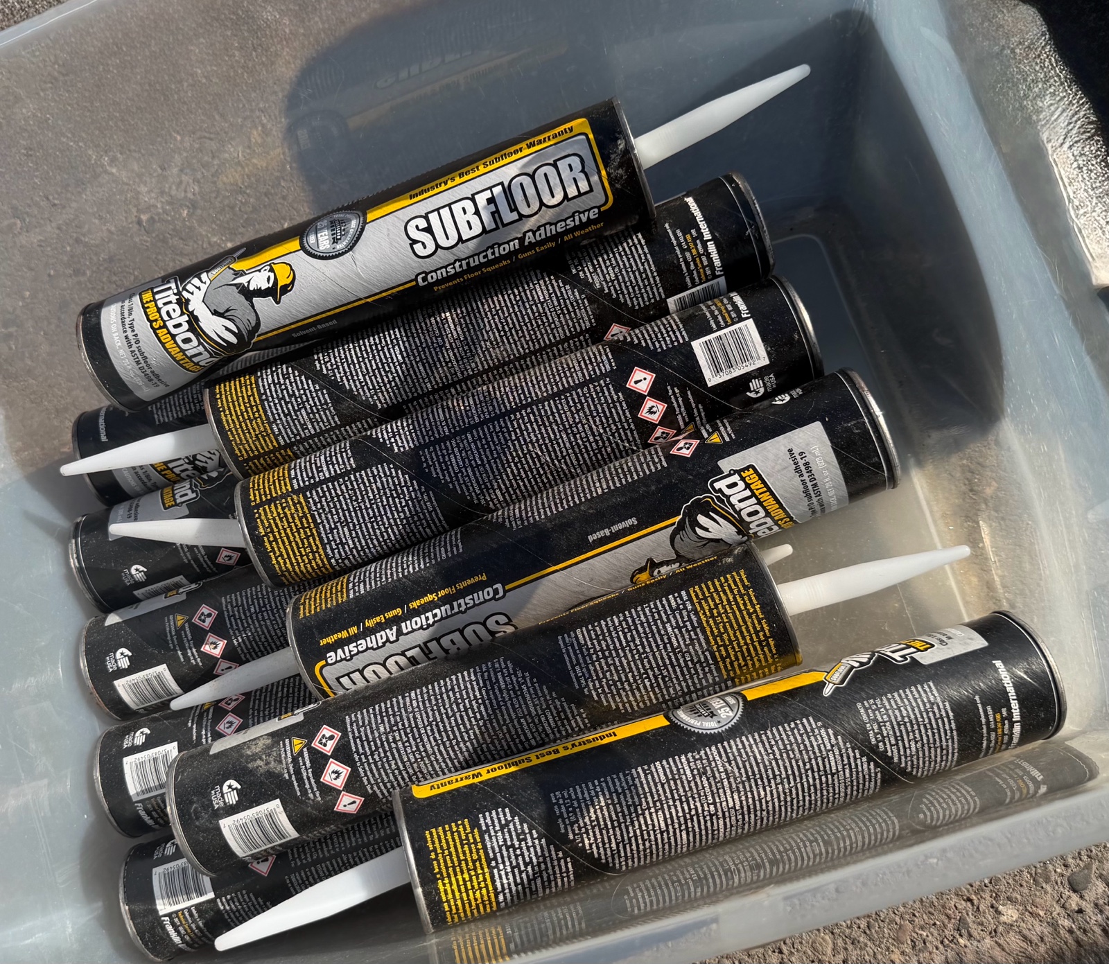 subfloor adhesive tote