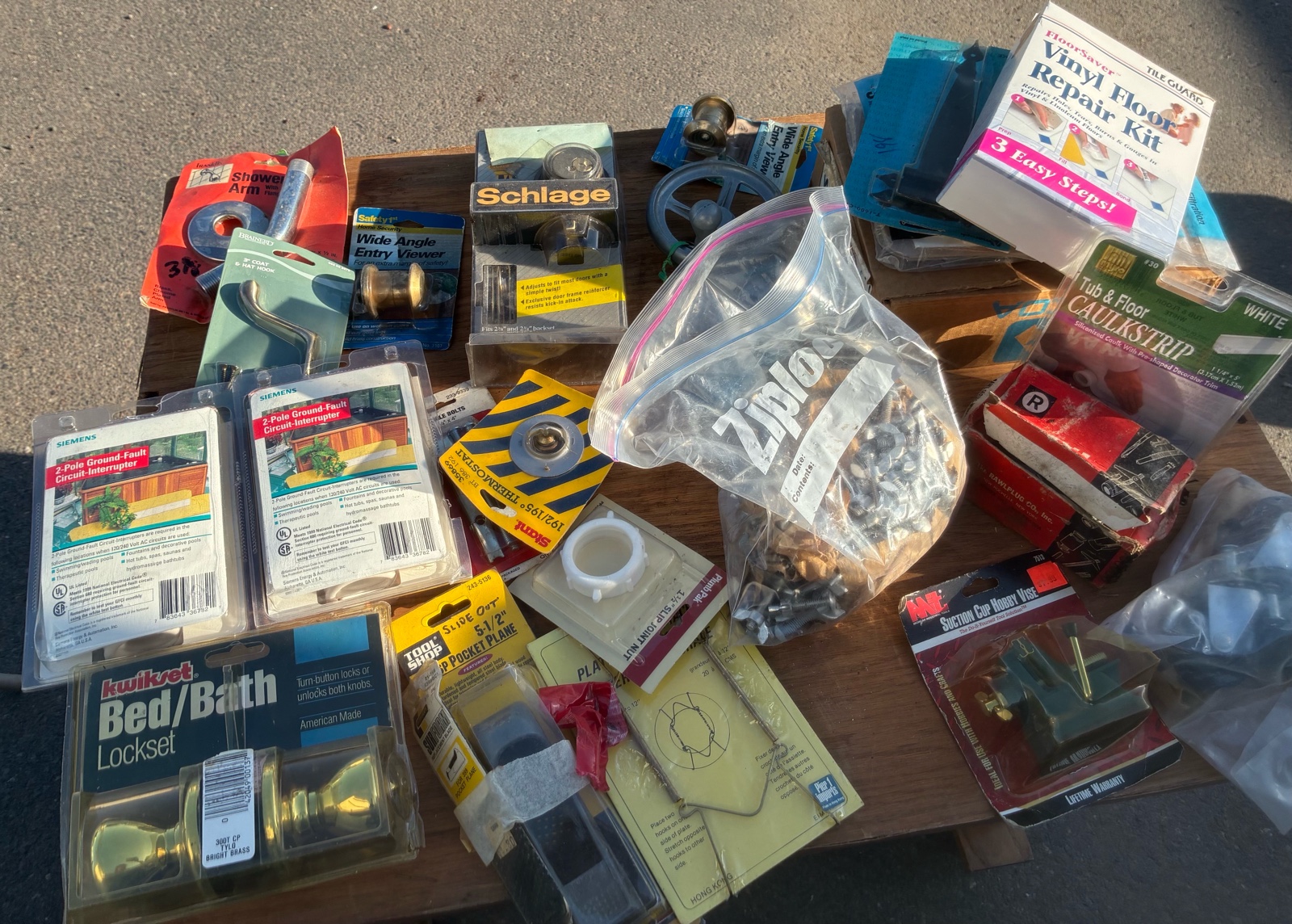 tote of misc parts