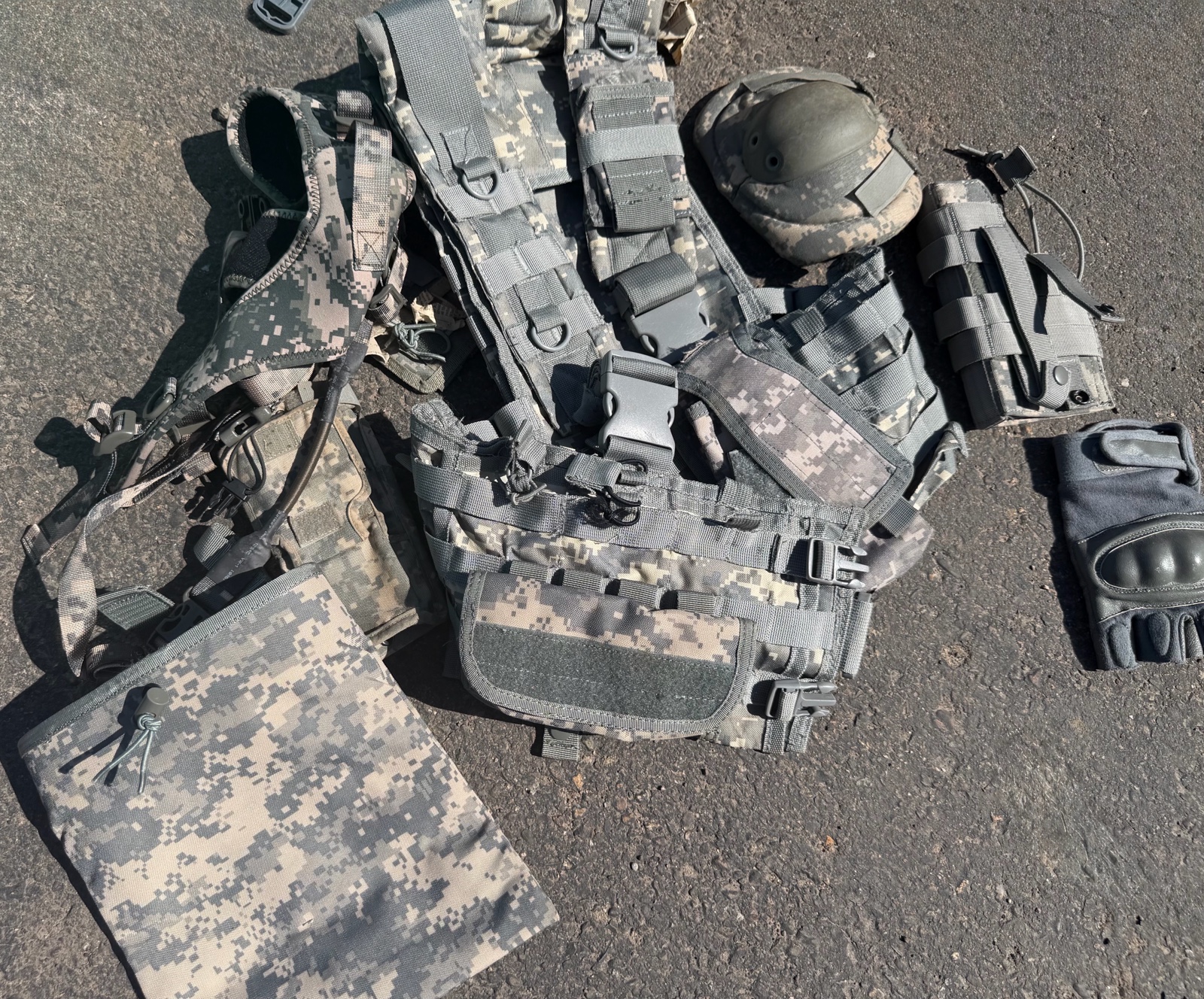 vest, supplies and holsters