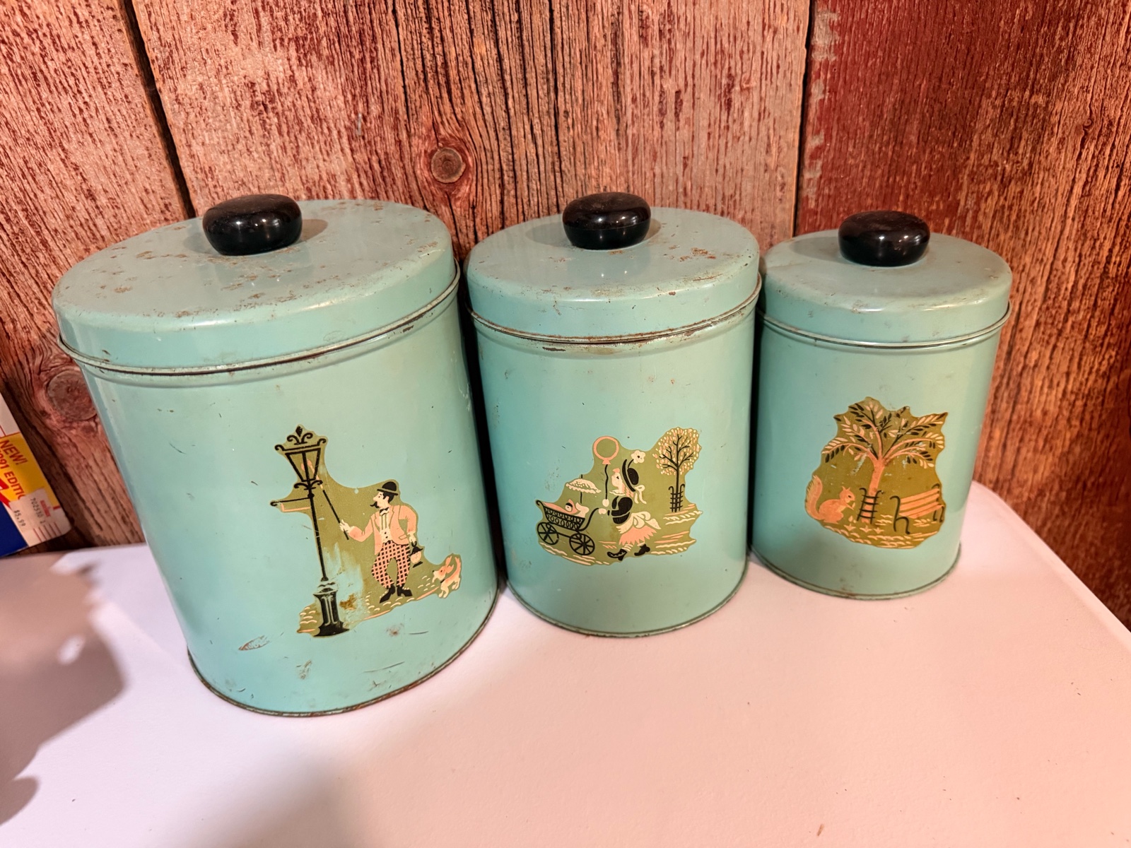 1950s Blue Magic canisters, commonly referred to as Krispy Kans