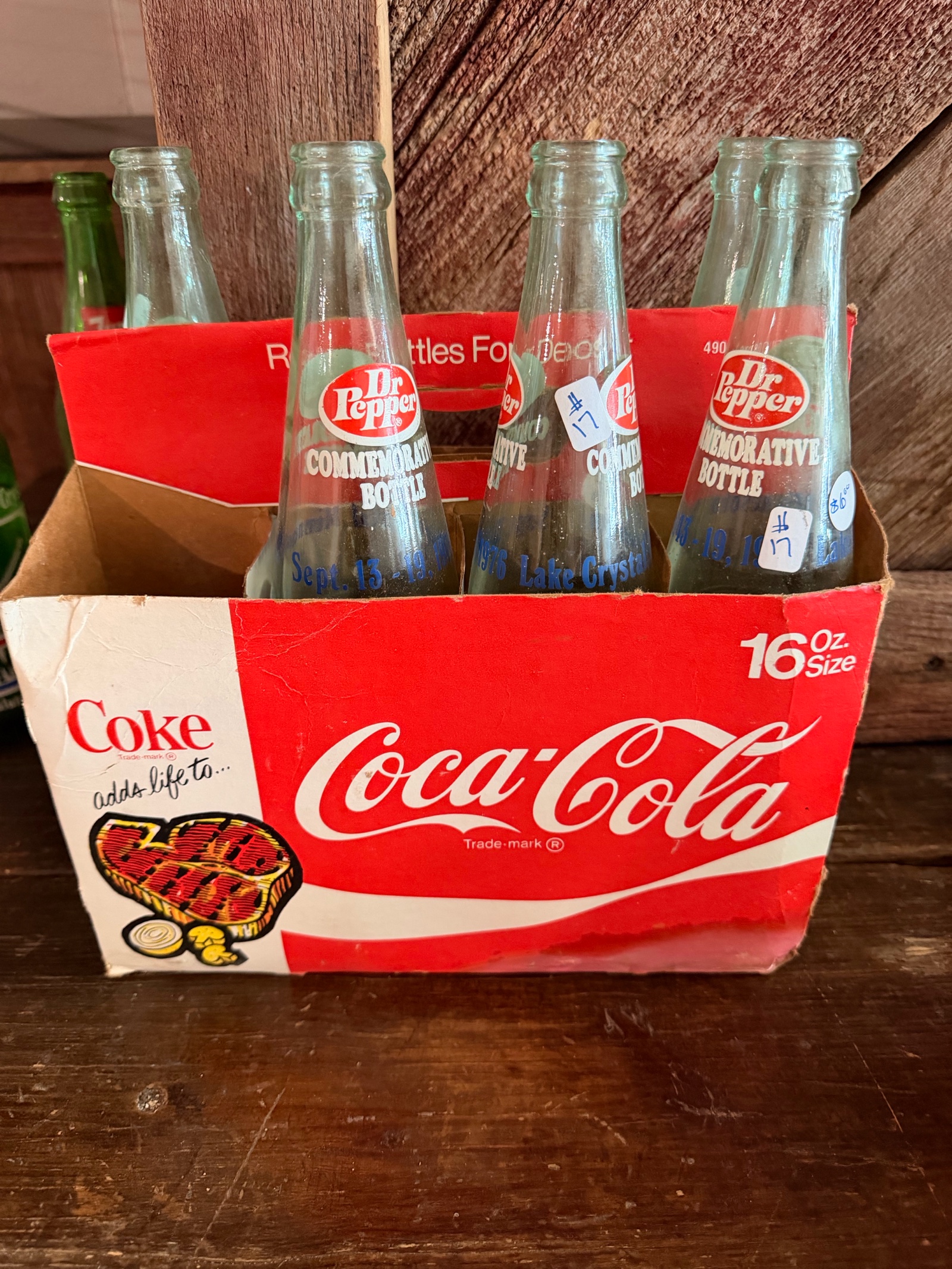 Farmfest Commemorative Dr. Pepper Bottle Collection w Vintage Coca-Cola Carrier  Lake Crystal MN