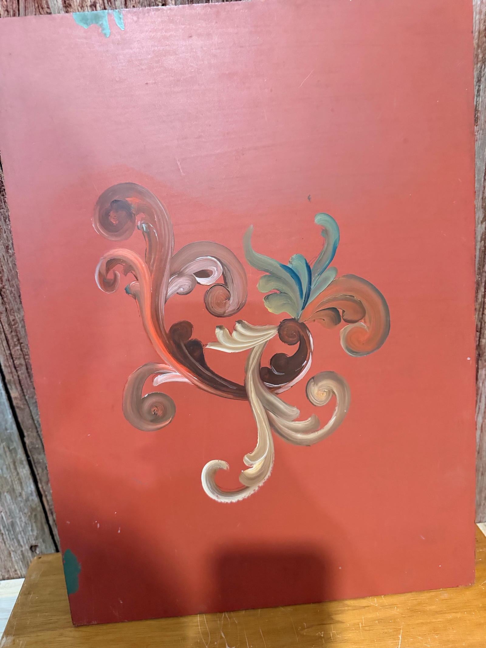 Hand PaintedRed Painting on Wood