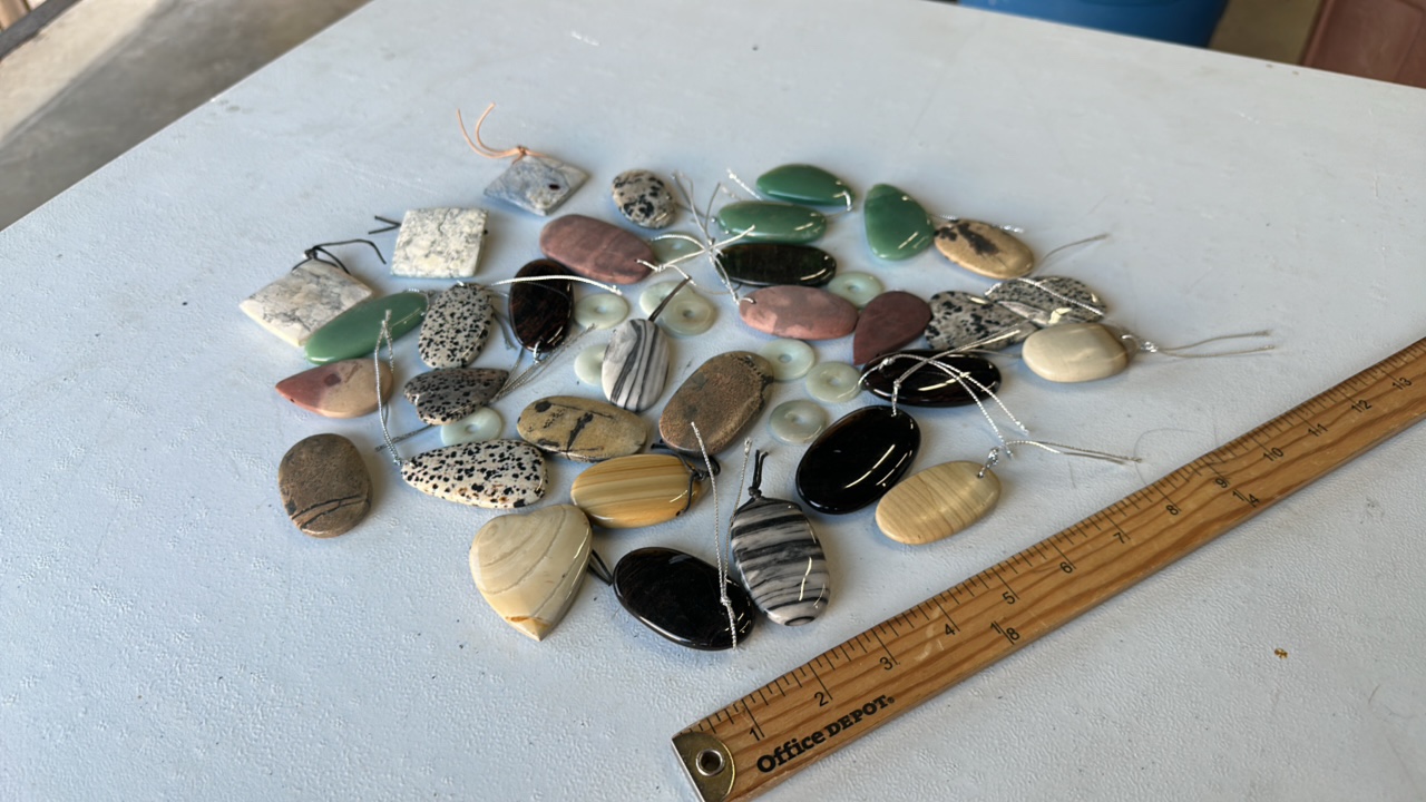 Mixed Gemstone Pendants - Jaspers, Jade, Agate (Lot of 42 Pendants)
