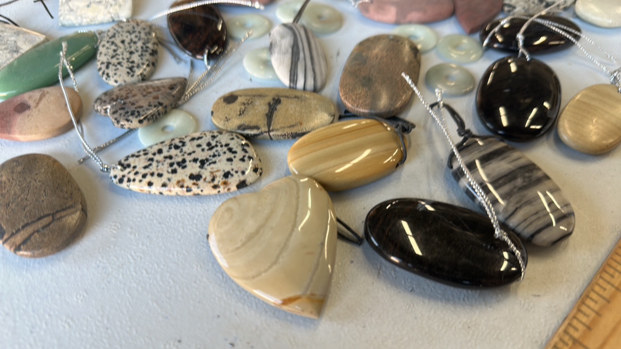 Mixed Gemstone Pendants - Jaspers, Jade, Agate (Lot of 42 Pendants)