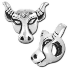 15mm Bull Large Hole Bead - Rhodium Plated-A007961 245 Pieces Included