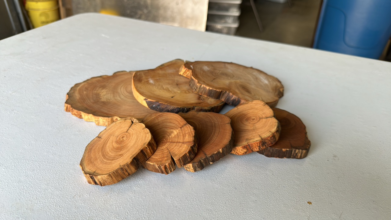 Wood bases for gemstone specimens (Lot of 8)