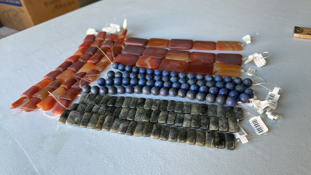 Gemstone Bead Strands- Lapis, Carnelian, Labradorite (Lot 14 ea)