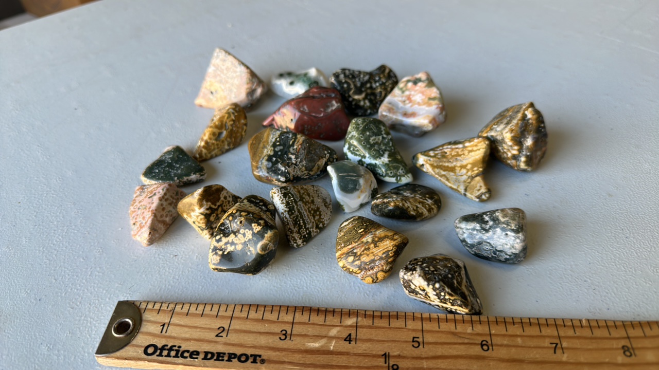 Ocean Jasper rocks 20 mixed size stones (Lot 20ea)