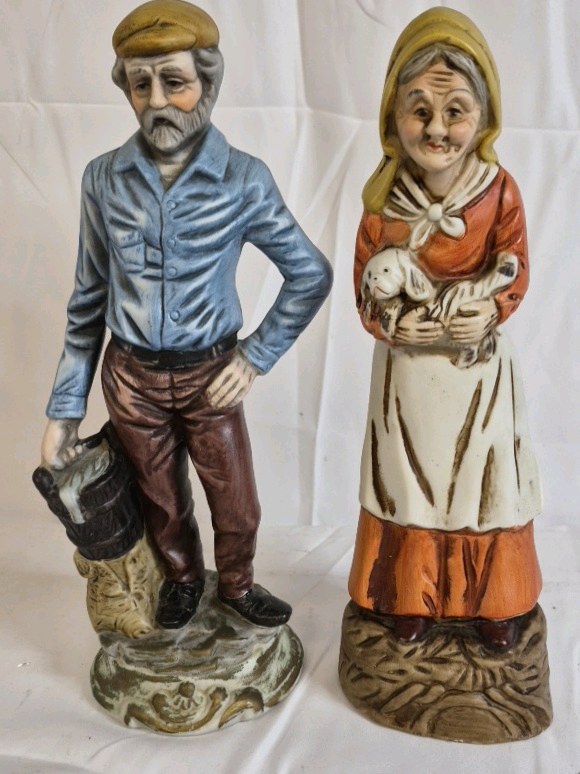 Hand Painted Ceramic Farmer Figurines