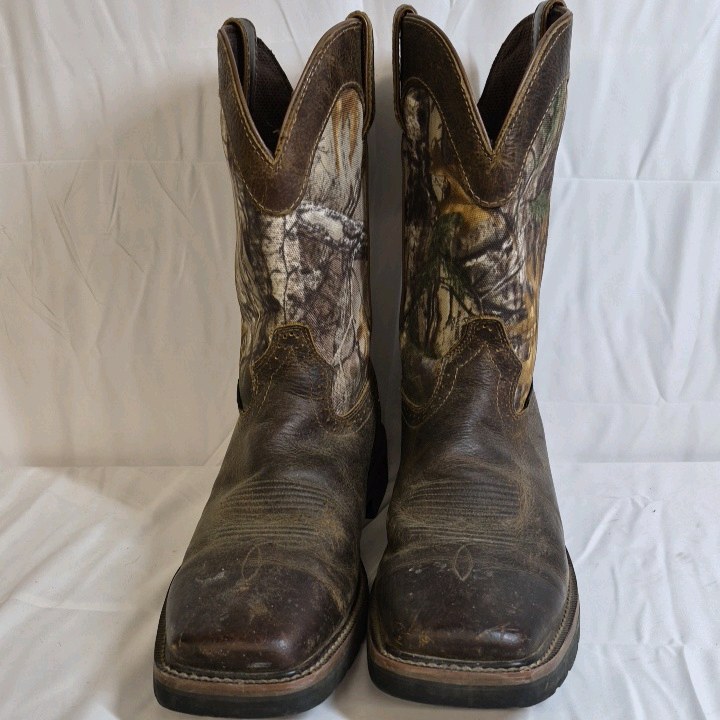 Rocky Western Work Boots  Camo Shaft Leather Pull-On Size 10.5D