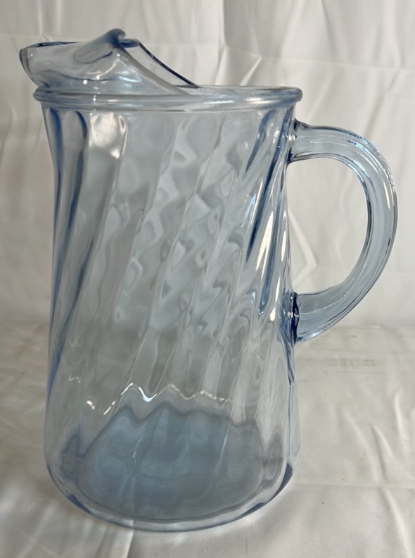 Blue Glass Pitcher with Lid