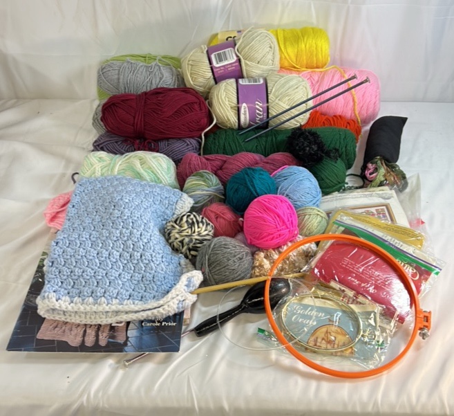 Yarn and Knitting Supplies Lot