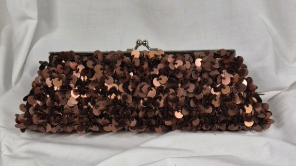 Brown Sequin Clutch Evening Purse