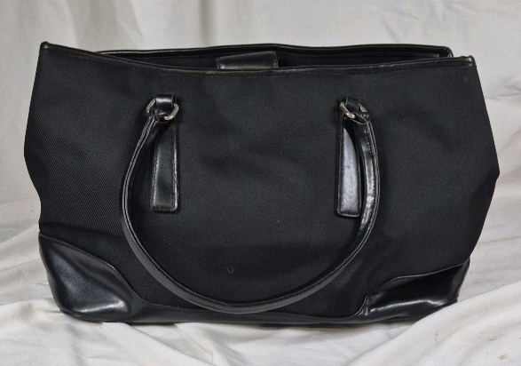 Black Tote Bag with Structured Base and Dual Handles