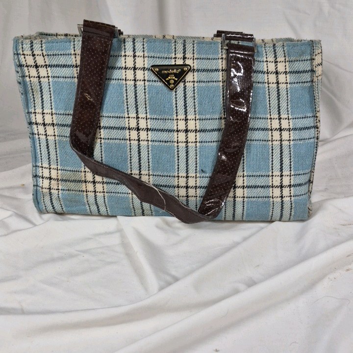 Modella Plaid Fabric Tote Bag