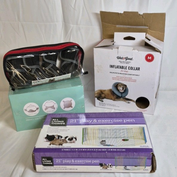 Pet Supplies Lot  Inflatable Collar Play Pen Grooming Kit