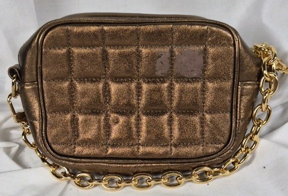 Bronze Quilted Crossbody Bag with Chain Strap