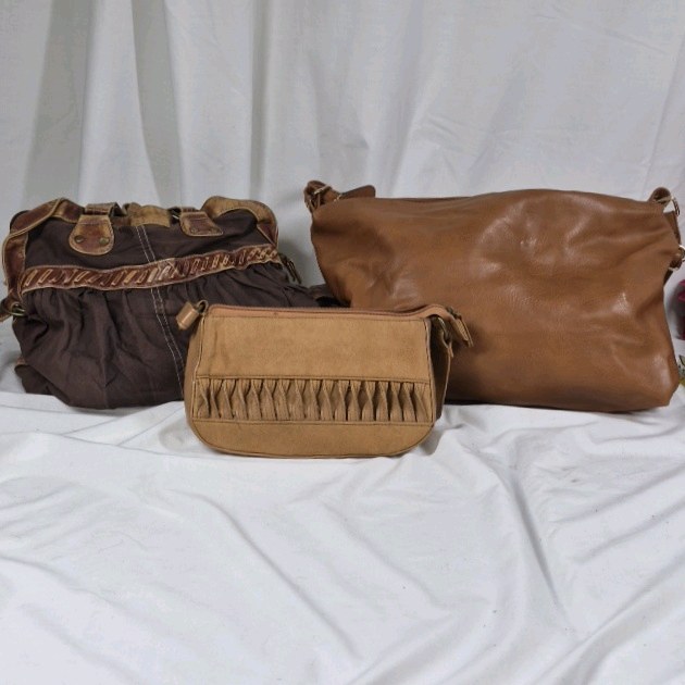 Assorted Handbags Lot Brown Shoulder and Clutch Bags