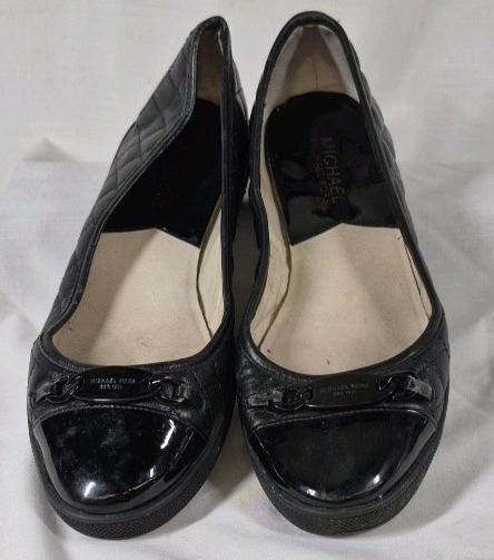 Michael Kors Black Ballet Flats with Patent Toe