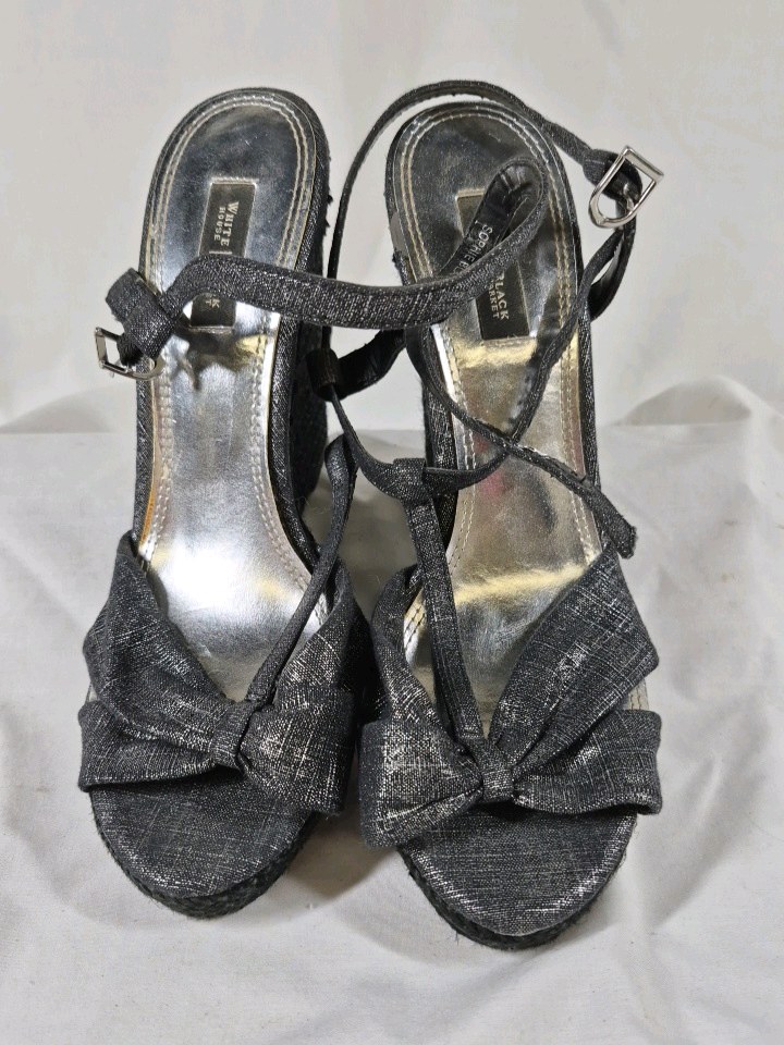 White House Black Market Strappy Heels with Bow