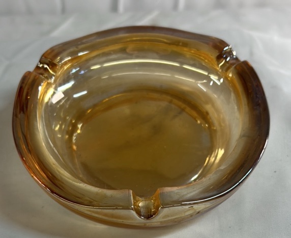 Amber Glass Ashtray Round Design