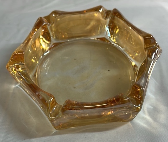 Carnival Glass Ashtray Geometric Design