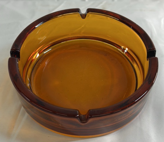 Amber Glass Round Ashtray