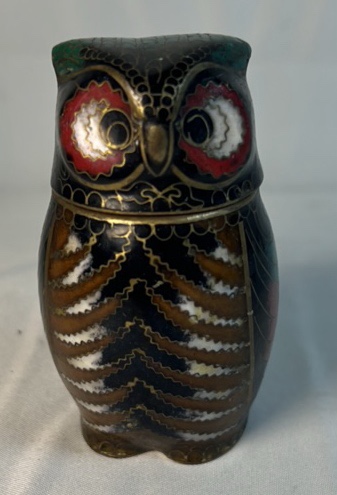 Cloisonn Enamel Owl Trinket Box