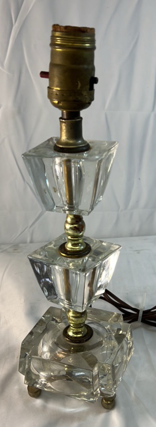 Glass Table Lamp with Brass Accents