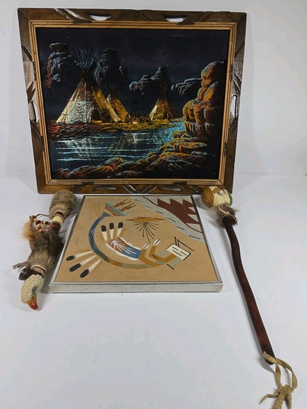 Southwestern Decor Lot  Framed Art, Sand Art, and Decor Pieces