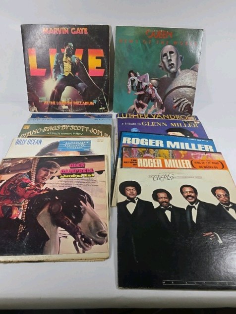 Vinyl Record Lot Marvin Gaye Queen Roger Miller Mixed Albums