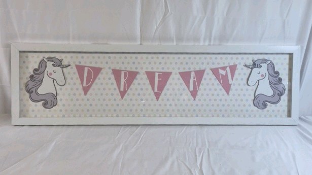 Framed Dream Unicorn Wall Art  Nursery Decor Banner Print