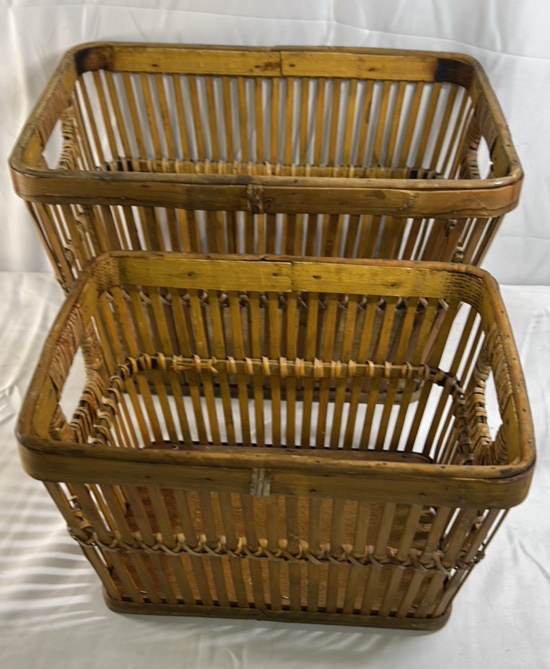 Wicker Storage Basket Set Rectangular Rustic Home Decor