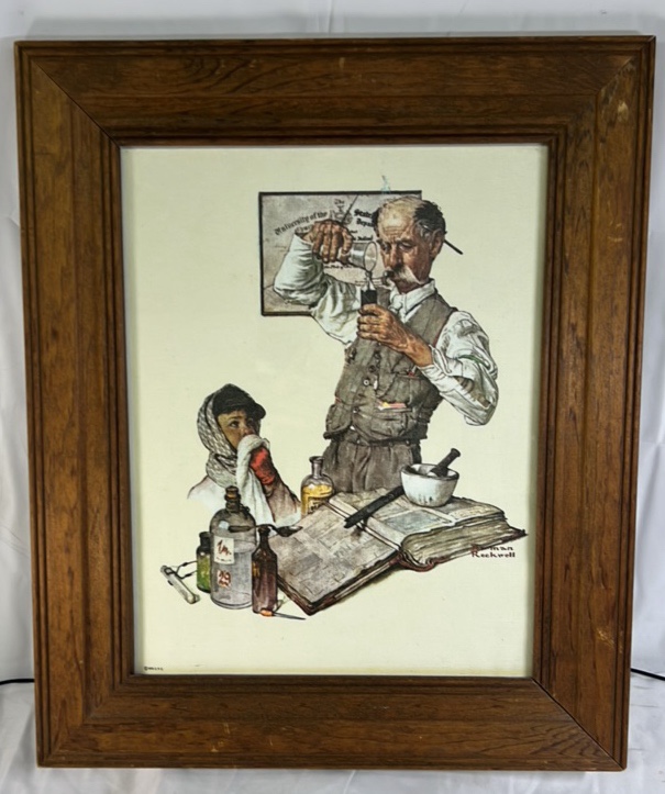 Norman Rockwell Doctor Print Framed Medical Scene Art