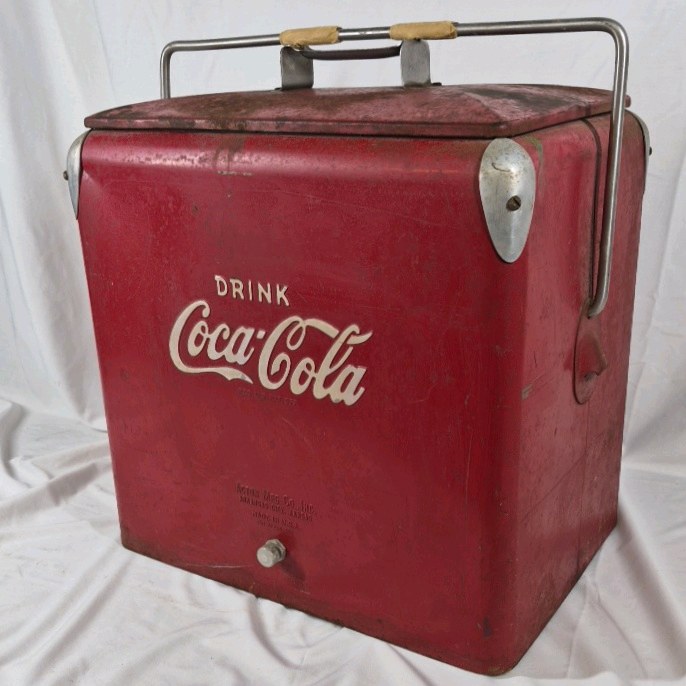 Vintage Coca-Cola Metal Cooler Red 1950s